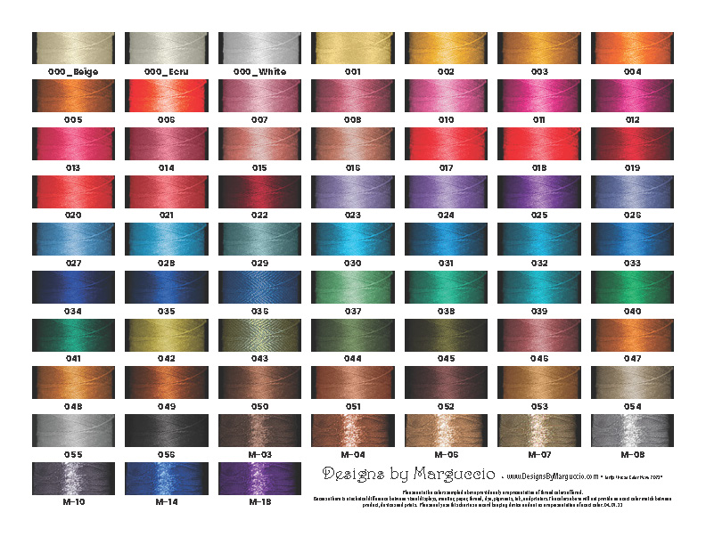 Lace Thread Color Chart | Designs By Marguccio